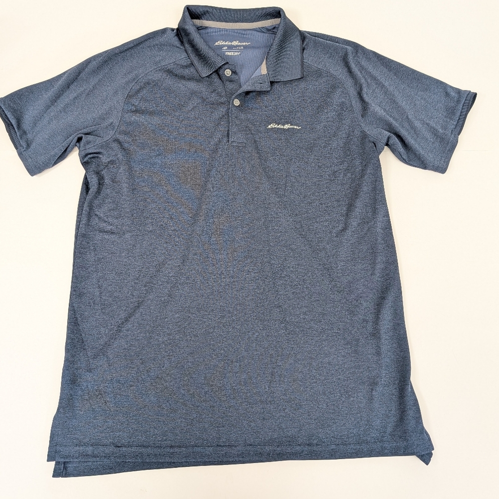 Eddie Bauer Free Dry Blue Short Sleeve Polo Medium [154]